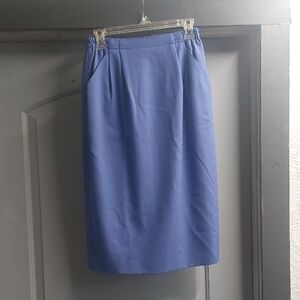 Chic Blue Pencil Skirt for Women Two Pockets And Lined.